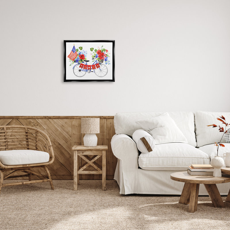 «Red Barrel Studio® Floral Americana» par Heather Lee Chan, H 17 po x l 21 po x P 1,7 po, Cadre flottant noir de jais
