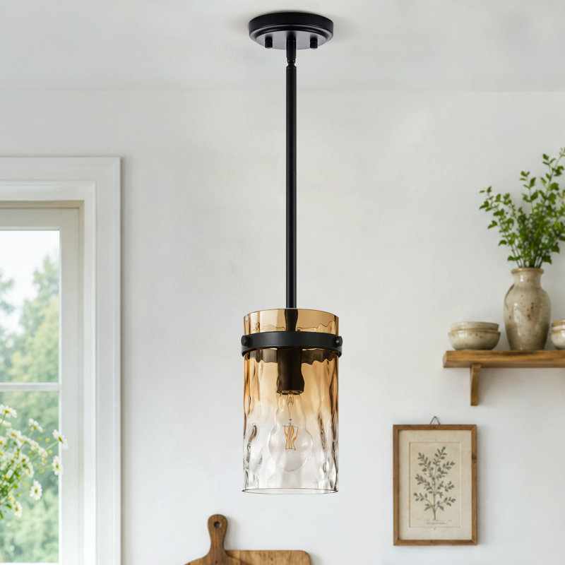 Luminaires suspendus en verre 1 lumière 5,1 "pour évier, Ambre, Noir