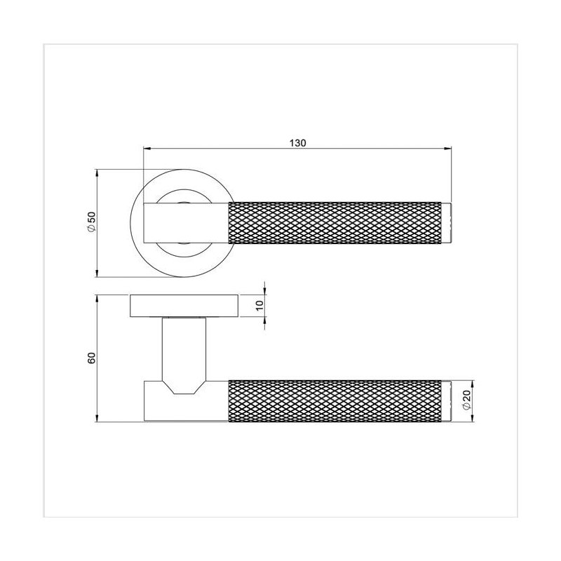 1 Pair Modern Knurled T-Bar Euro Lock Door Handles in Matt Black Finish with 70mm Key and Thumbturn Barrell