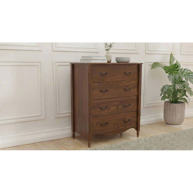 Brixton Solid Wood 4 Drawer Chest Walnut