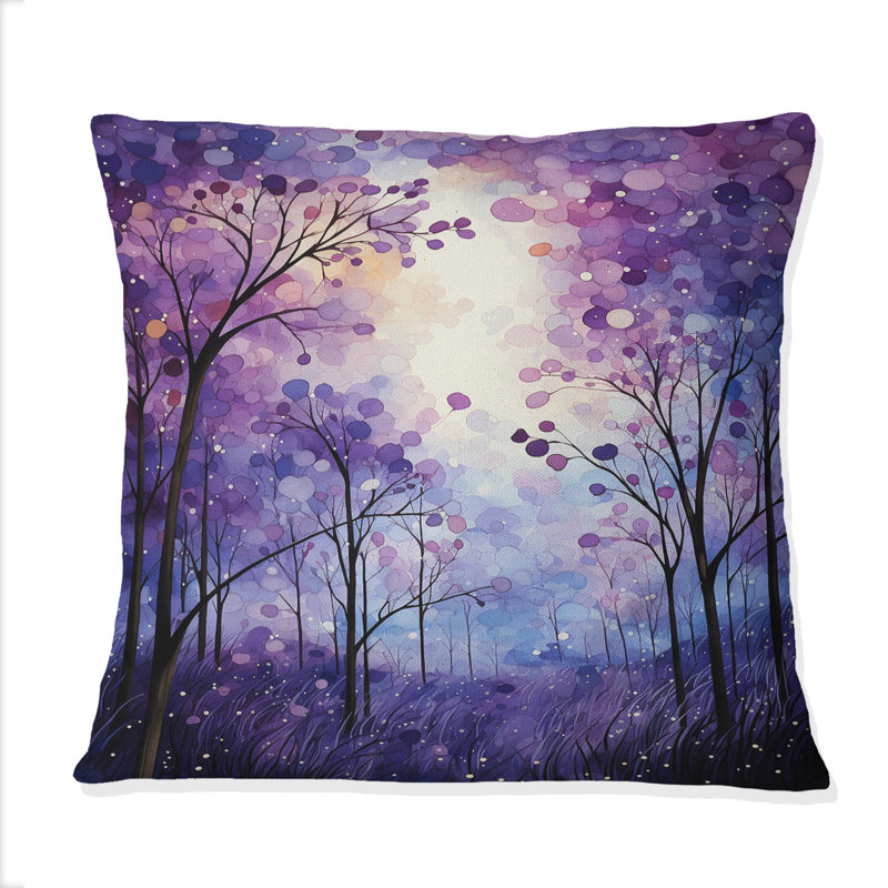 Violet Serenade - Abstract Printed Throw Pillow, 16" x 16"
