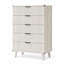 Commode à 5 tiroirs cannelés pour chambre à coucher, commode moderne de 28 po avec tiroirs profonds, organisateur de tiroir en bois pour salon, couloir, chambre de bébé, garde-robe de couloir-650902824