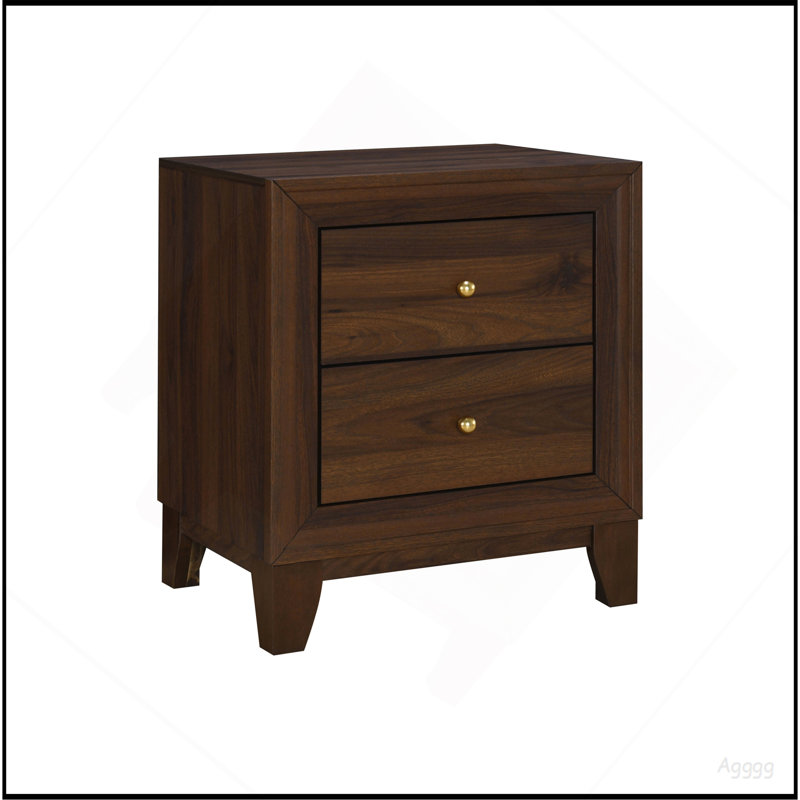 Walnut Finish Nightstand With 2 Ample Drawers