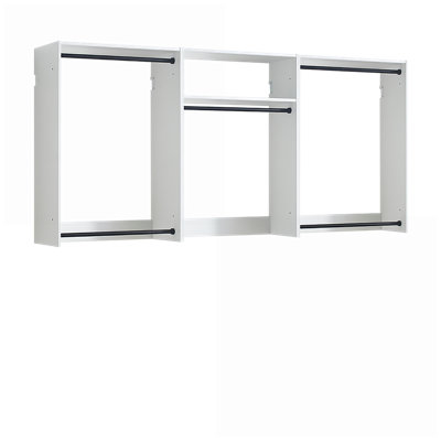 Systèmes de placard | Système d'organisation mural moderne en bois Devi, 5 unités modulaires, chêne chaud | Blanc | Bois