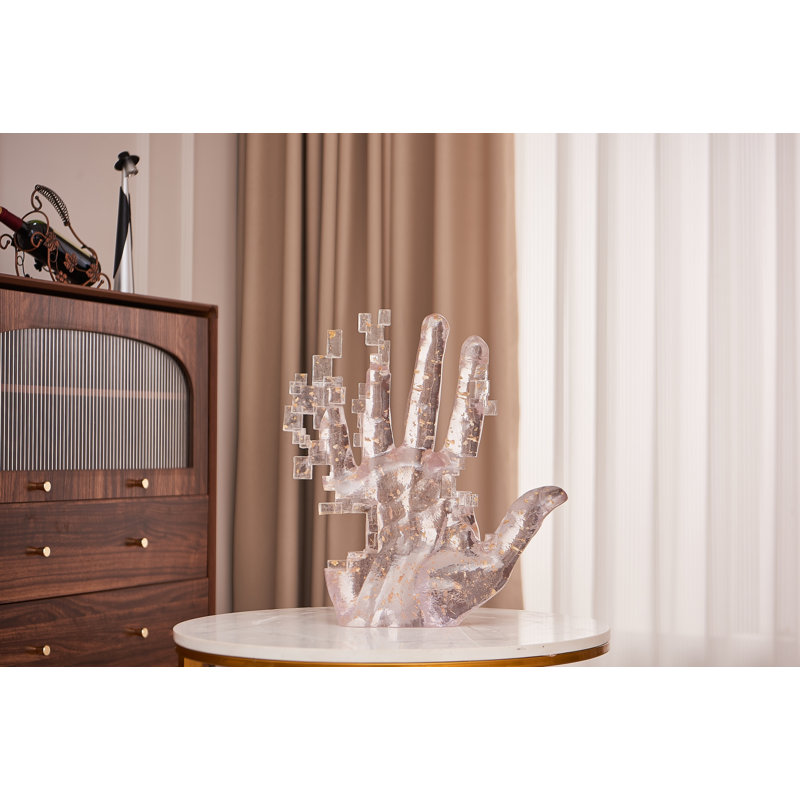 Sculpture en résine Pixel Hand, Clair