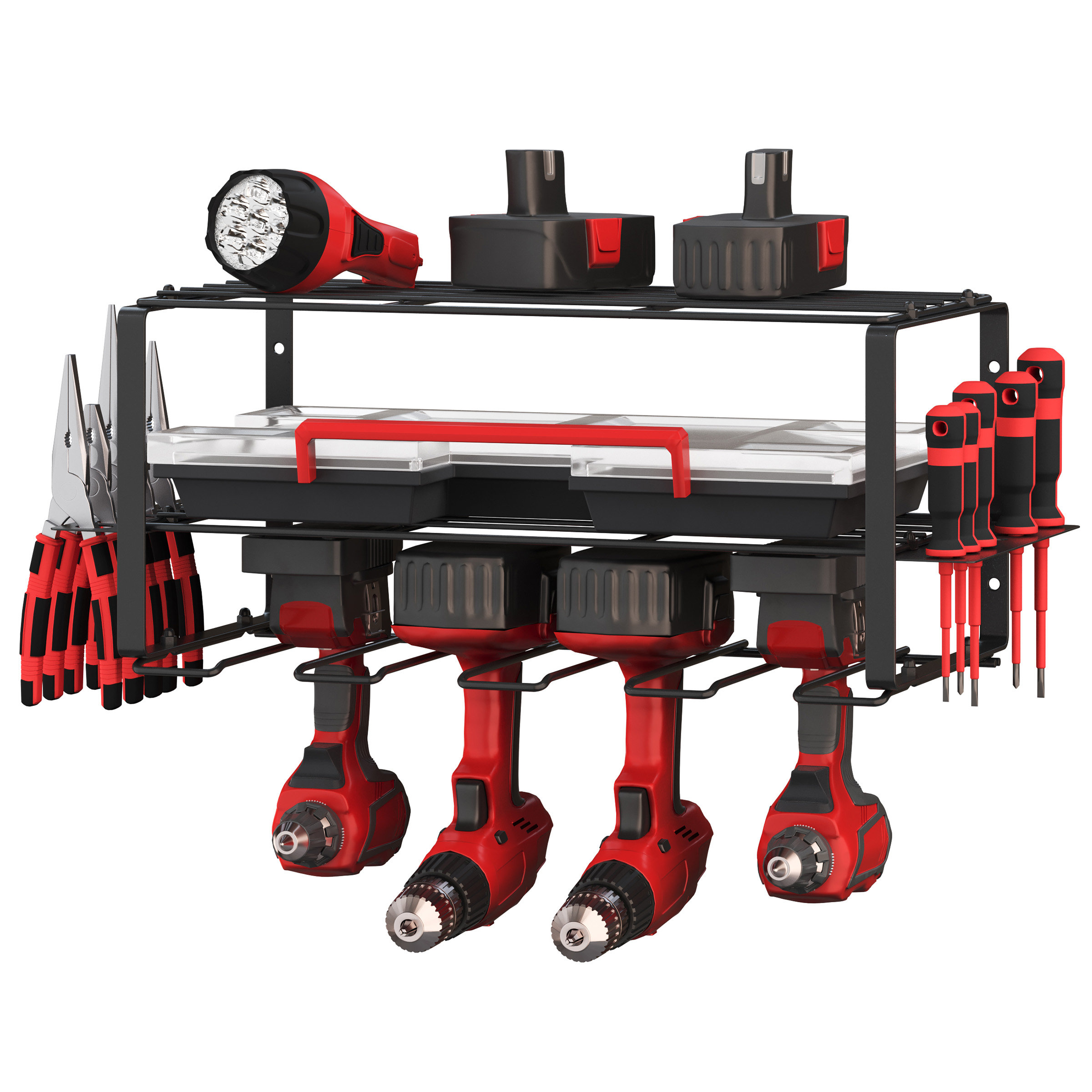 Stalwart 3Tier Power Tool Organizer Shelving Wall Mount Garage