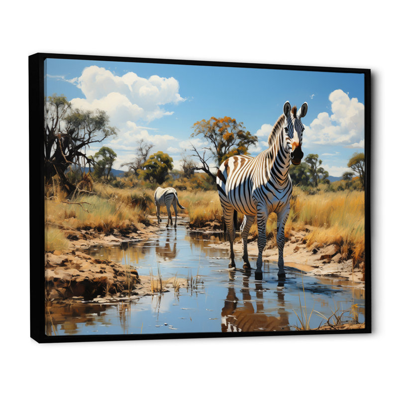 "Zebra Impressionistic Equus This I", reproduction d'art sur toile, H 34 po x l 44 po x P 1,5 po, Noir