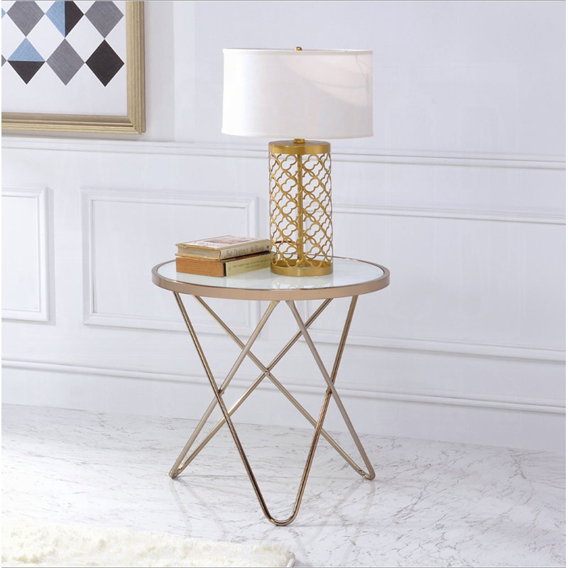 Table ronde en verre givré
