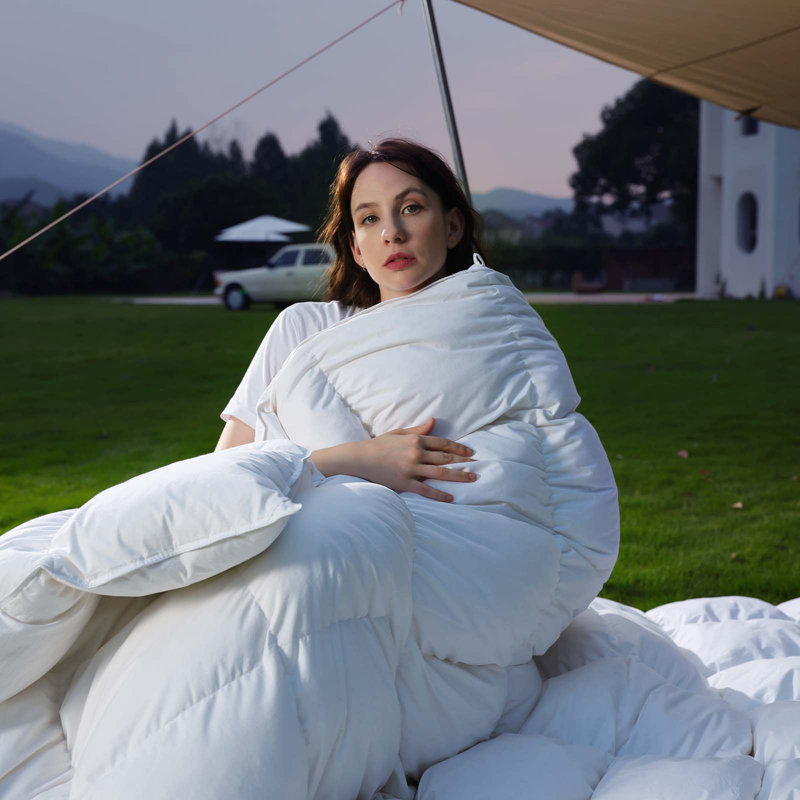 All Season Feather Down Fiber Comforter - Ultra Fluffy 100% Cotton Duvet Insert, Hotel Luxury Bedding, White, Queen Comforter