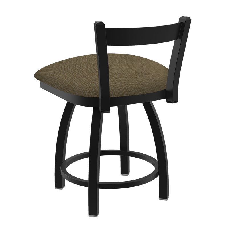 Tabouret de coiffeuse en métal Catalina, Noir froissé, Tissu liège graphique