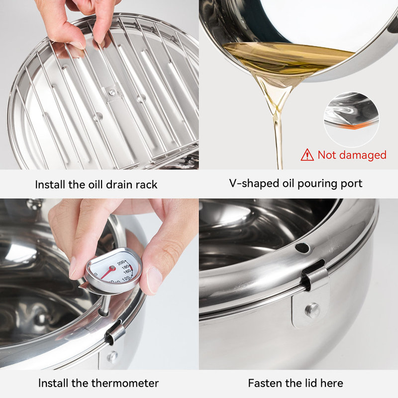 Nalupatio Non-Stick Stainless Steel Pot Set, Silver, 4.7" H x 11" W x 11" D