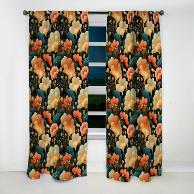 1950S Miami Deco Petal Splendor - Rideau floral - Rideau occultant floral - 1 panneau