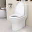 Toilette une pièce avec hauteur de confort et siège à fermeture douce, toilette à double chasse puissante 1 / 1,6 GPF, toilette standard pour la salle de bain, surface en vitrocéramique à nano-vitrage, pleine jupe