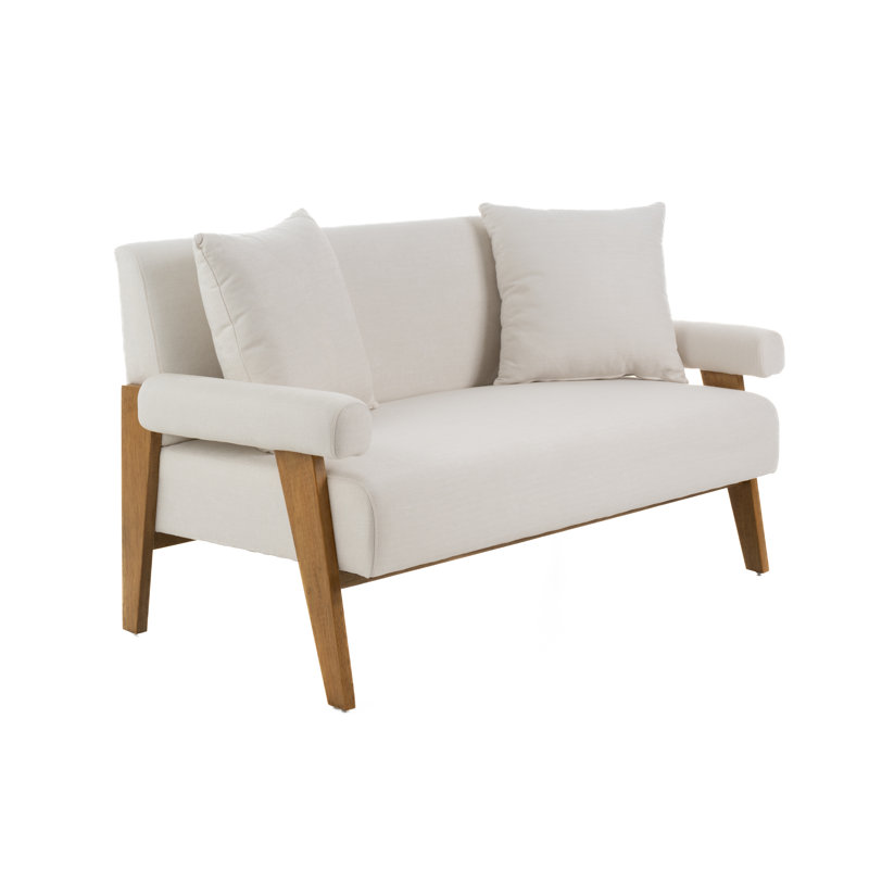  Cynthia - Causeuse moderne en tissu blanc et bois