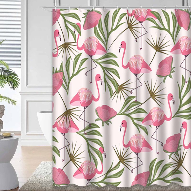 Rideau de douche imperméable à motif de feuilles de palmier tropical avec 12 crochets, L 72 po x l 84 po