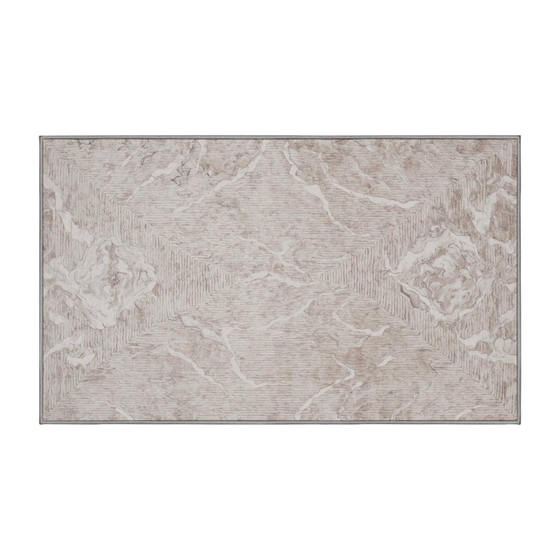 Machine Washable Gray Area Rug, Rectangle 5' x 8'