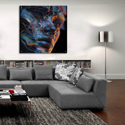 Art mural en verre acrylique épique «Cosmic Goddess» par Ann Klee, 36 po x 36 po