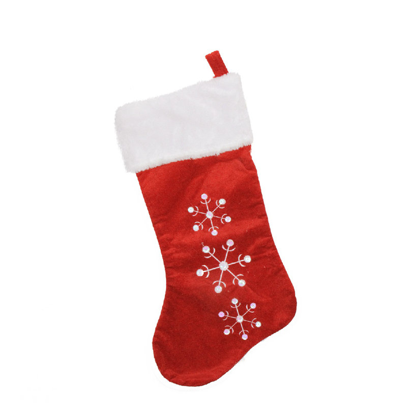 19" Red Velvet Christmas Stocking with White Faux Fur Cuff