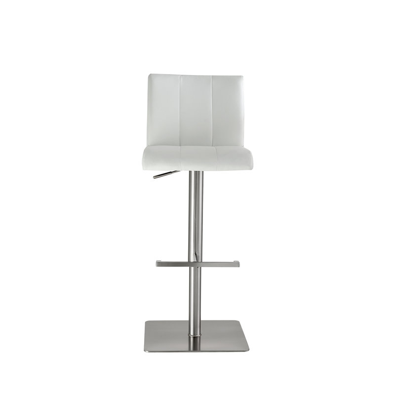 Tabouret de bar rotatif à hauteur ajustable Tristan, Argent, Blanc givré