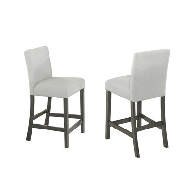 Luna Set Of 2 Light Gray Fabric Counter Height Chairs With Gray Wood Frame & Footrest