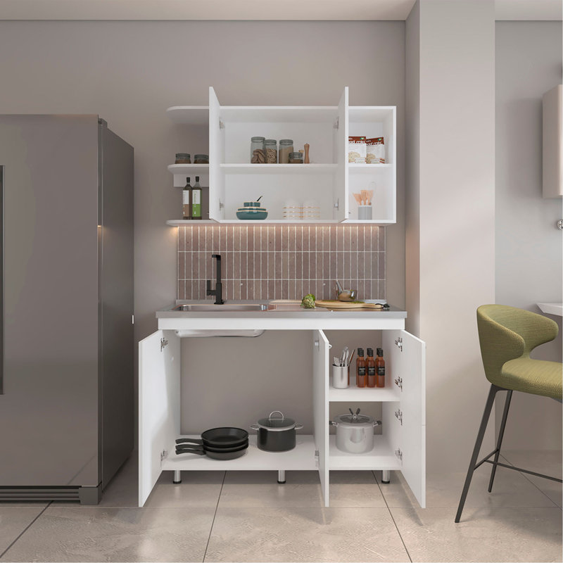 Ensemble d'armoires de cuisine, 6 portes, 9 tablettes