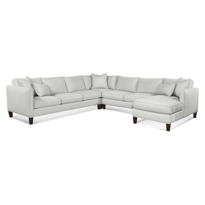 Sectional, Sunbrella Blue Pinstripe; 6205-64, Right Hand Facing, Java