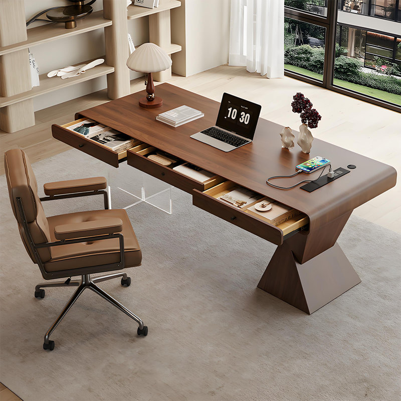 Bureau rectangulaire moderne 55,12 po brun, H 29,53 po x l 55,12 po x P 27,56 po