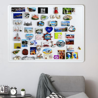 White Cork Bulletin Board 48" x 36", Large Foldable Felt Notice Pin Board for Wall