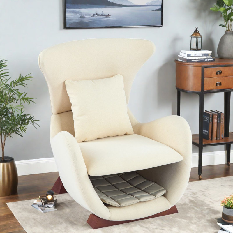 Accent Chairs With Storage, Beige Polyester Modern Compact Home Lounge