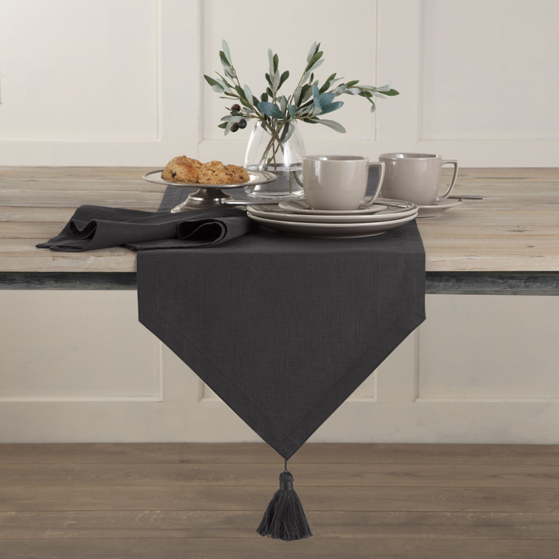 Cotton Blend Table Runner, 108" L x 15" W, Dark Gray