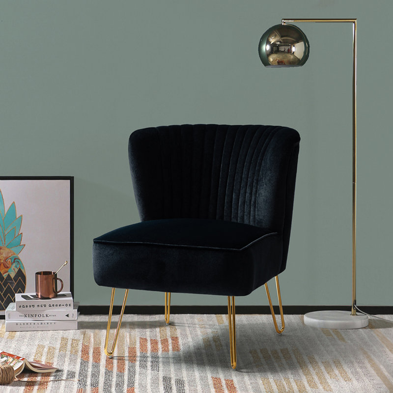 Chaise d'appoint en velours Euclid Glam, Noir