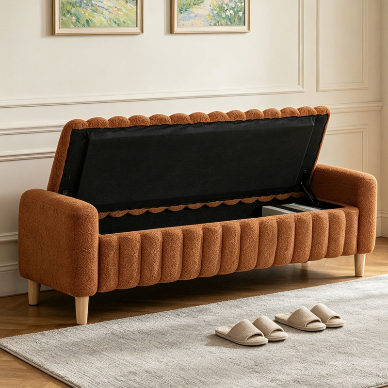 Banc de 63 po à l'extrémité du lit, repose-pieds dans le hall d'entrée, Caramel