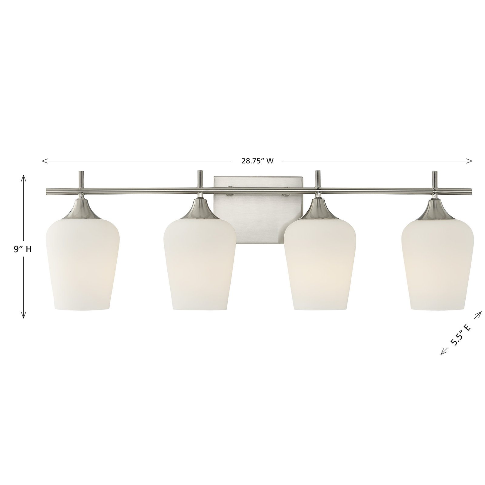 Breena 4 Light Dimmable Vanity Light, Satin Nickel, White