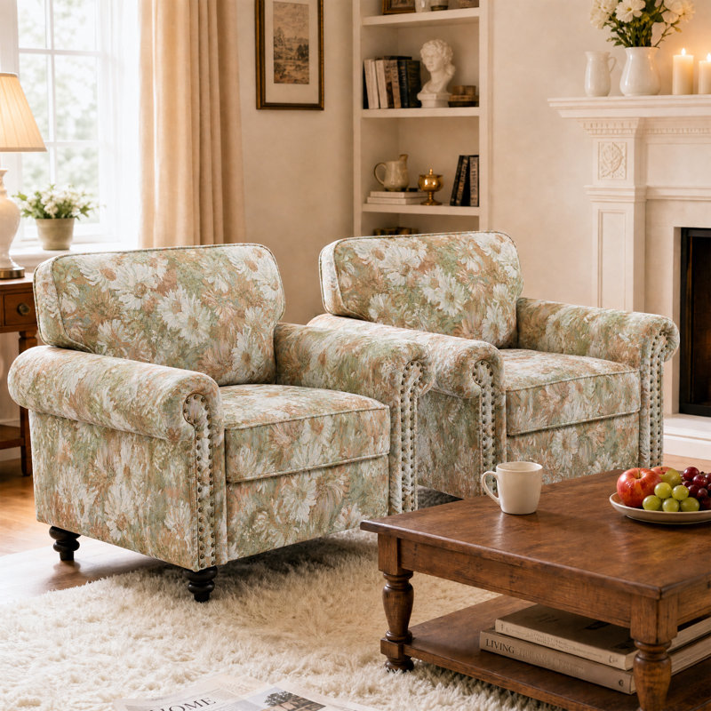 Fauteuil rembourré en mélange de coton, Fleurs de sable