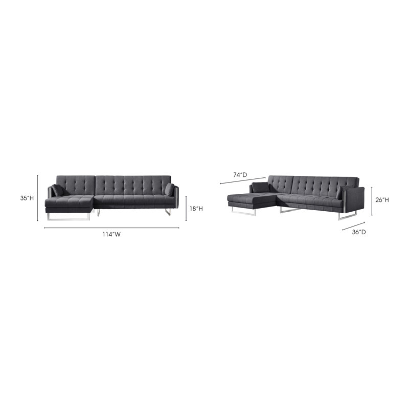Palomino Chaise Sectional, Gray, Right Hand Facing