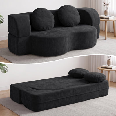 77.8" Upholstered Convertible Futon Sofa Bed