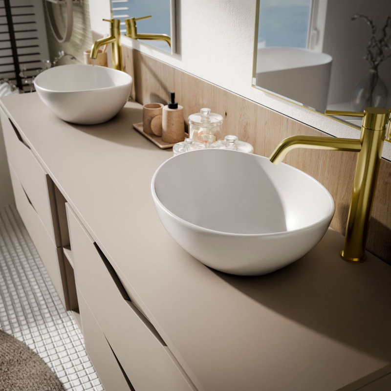 140mm Double Bathroom Vanity with Ceramic Basin