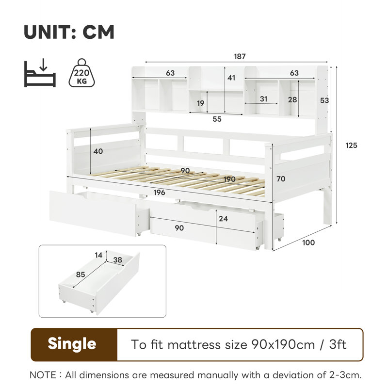 Storage Bed, White