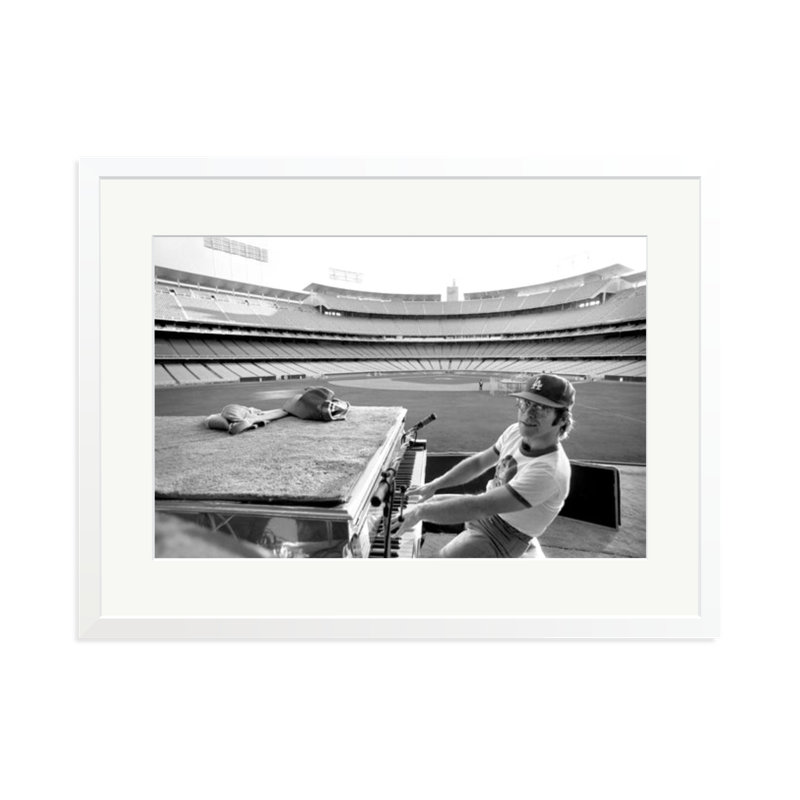 Elton John rehearses at Dodger Stadium, White, 23" H x 31" W