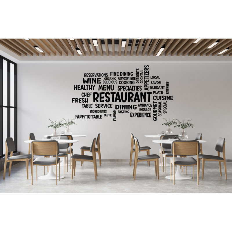 Adhésif décoratif restaurant nuage de mots - décor personnalisé inspiré des repas et du menu - art culinaire unique pour les murs de cuisine et de restaurant 568DLU