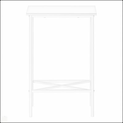 Table d'appoint moderne à 2 niveaux avec plateau en stratifié blanc élégant et tablette de rangement en métal noir pour les petits espaces