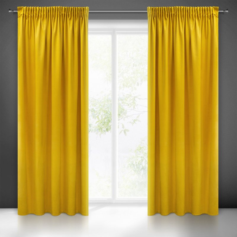 Slot Top Blackout Thermal Single Curtain, Mustard