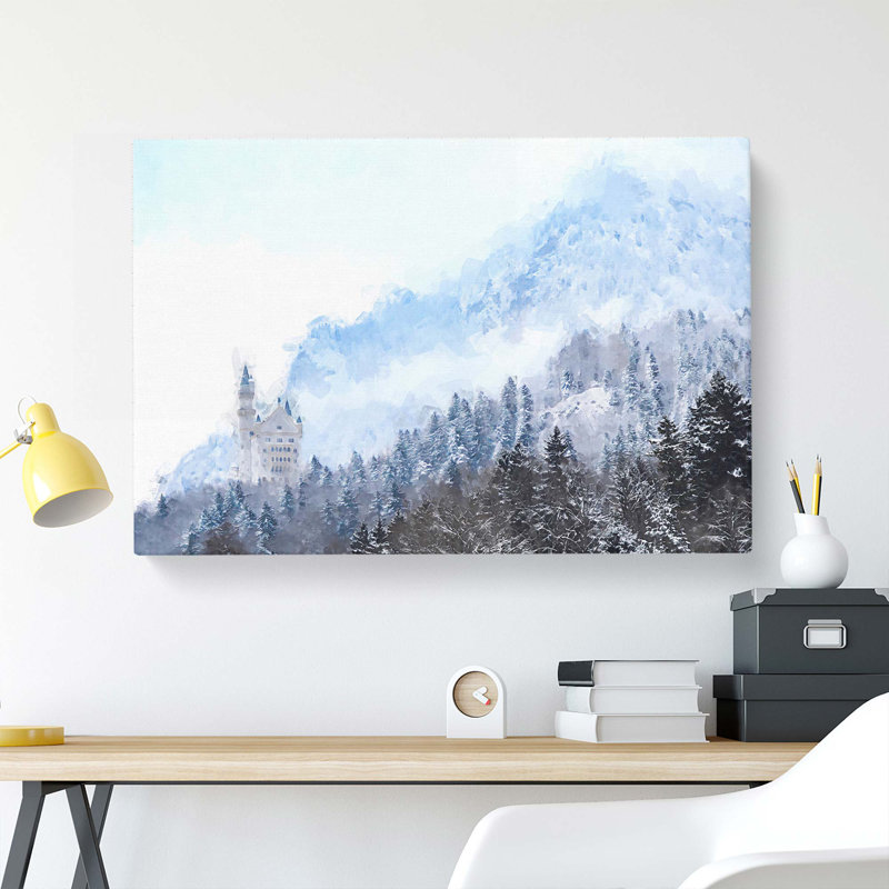 Neuschwanstein Castle In Germany In Abstract - Wrapped Canvas Painting, 50cm H x 76cm W x 3cm D