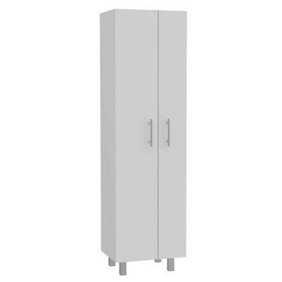 71" White Versatile Tall Pantry Cabinet with Five Shelves