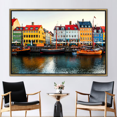 «Large Danemark Nyhavn View Wall Art - Copenhagen Landscape Cityscape», reproduction d'art sur toile