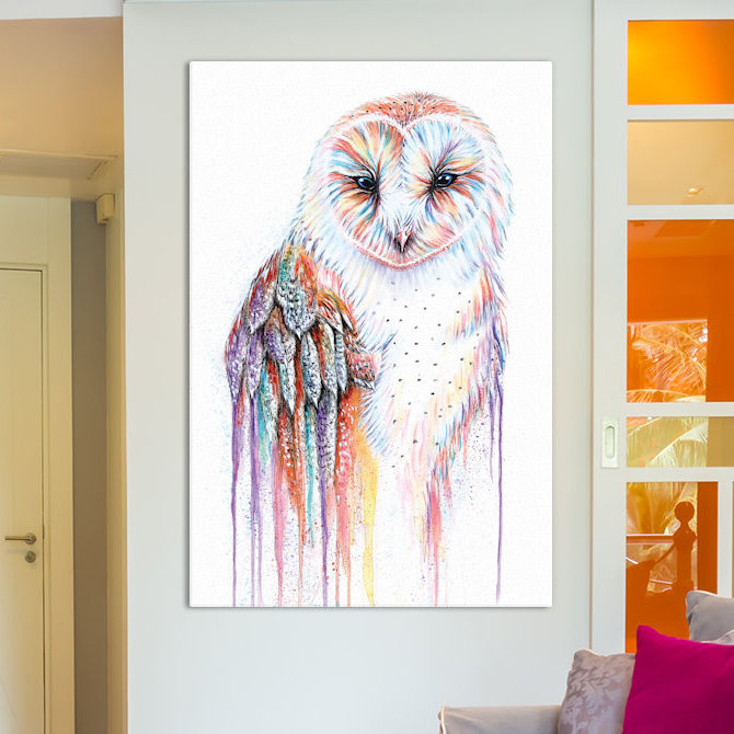 Peinture sur toile tendue Barred Rainbow Owl, H 12 po x l 8 po x P 0,75 po
