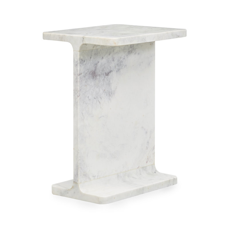 Delaney Marble End Table, White
