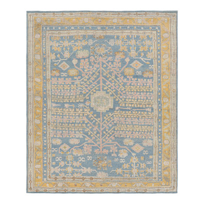 Rug & Kilim’S Khotan Samarkand Style Rug In Blue With Floral Medallions