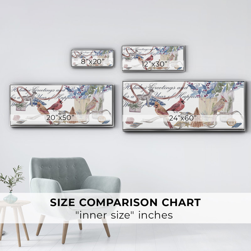 Oiseaux de neige II - toile encadrée, H 20 po x l 50 po