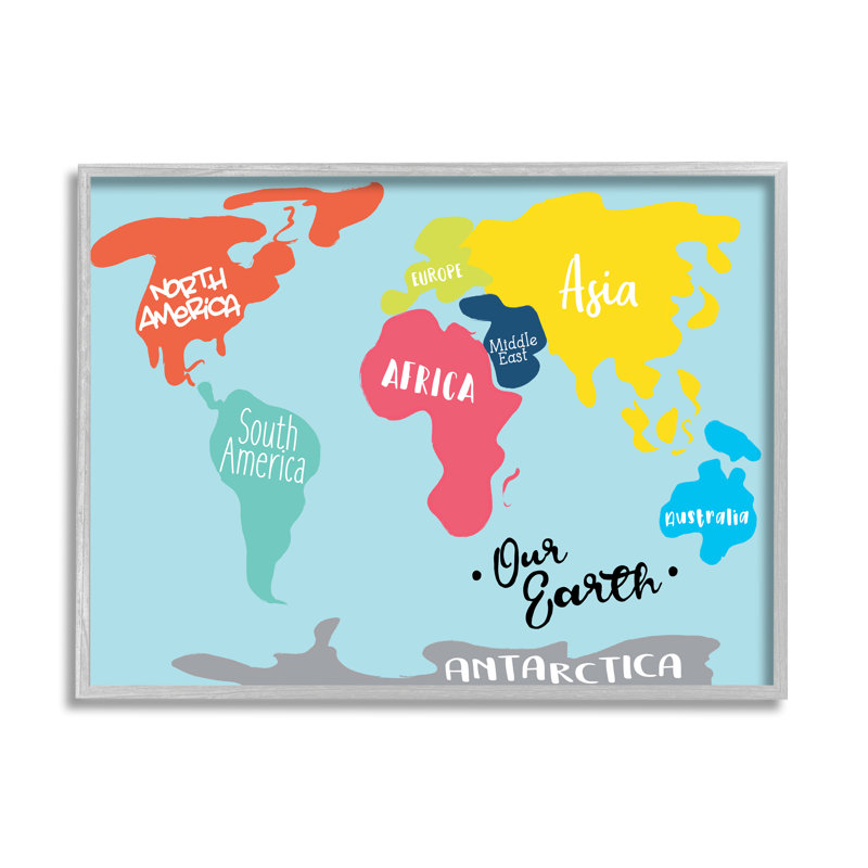 «Abstract Our Earth World Map Bold Shape Régions» par Milli Villa - impression sur toile, H 14 po x l 11 po